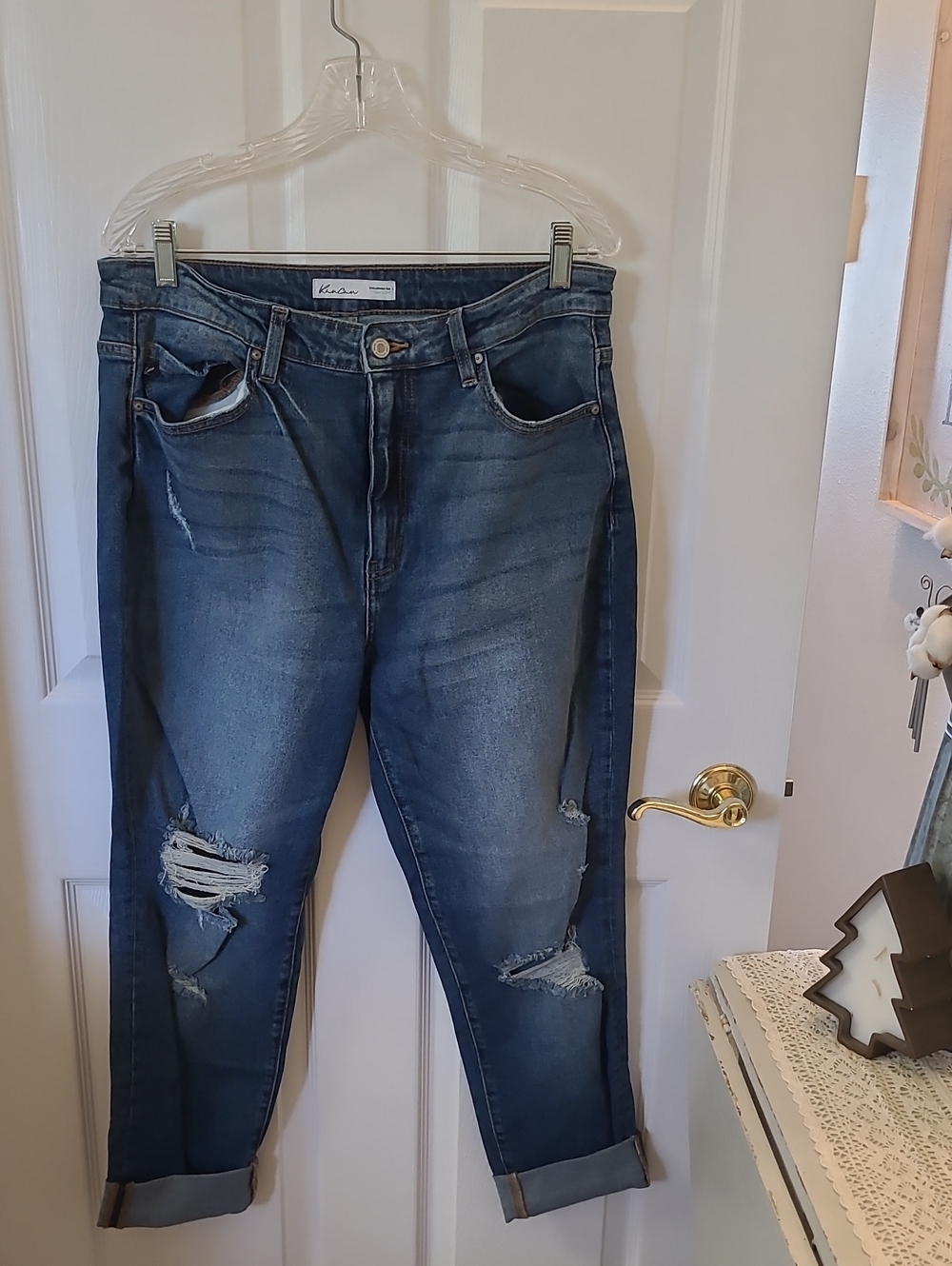 KanCan Dark Blue Distressed Boyfriend Jeans Size 31. Pre Loved. Bin 3.